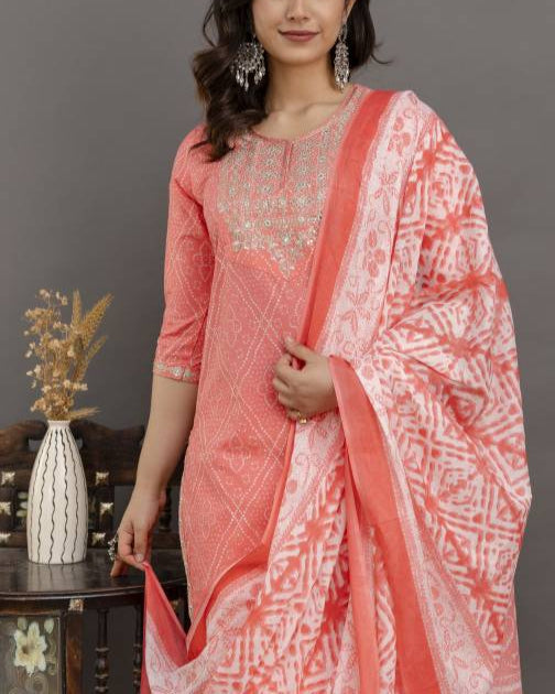 Women Pure Cotton Kurta Pant Dupatta Set-KYAMSTORE