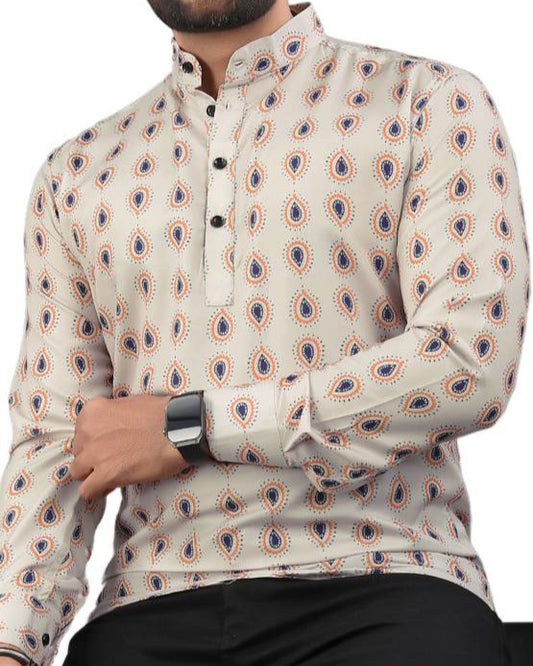 Men Printed Viscose Rayon Straight Kurta-KYAMSTORE