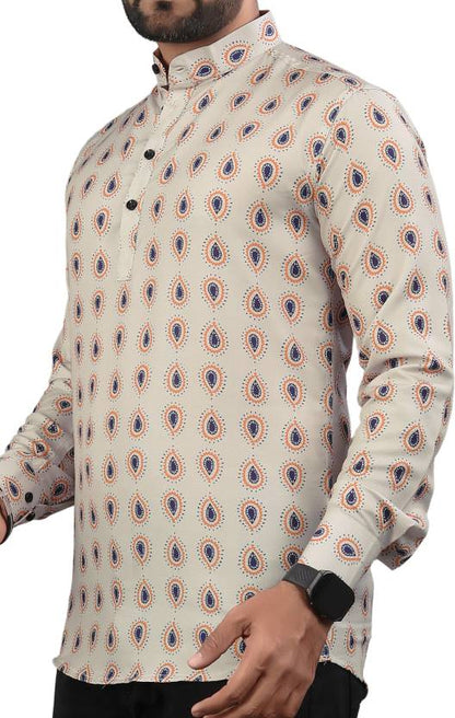 Men Printed Viscose Rayon Straight Kurta-KYAMSTORE