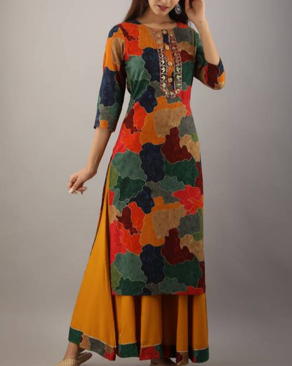 Women Viscose Rayon Kurta Palazzo Set-KYAMSTORE