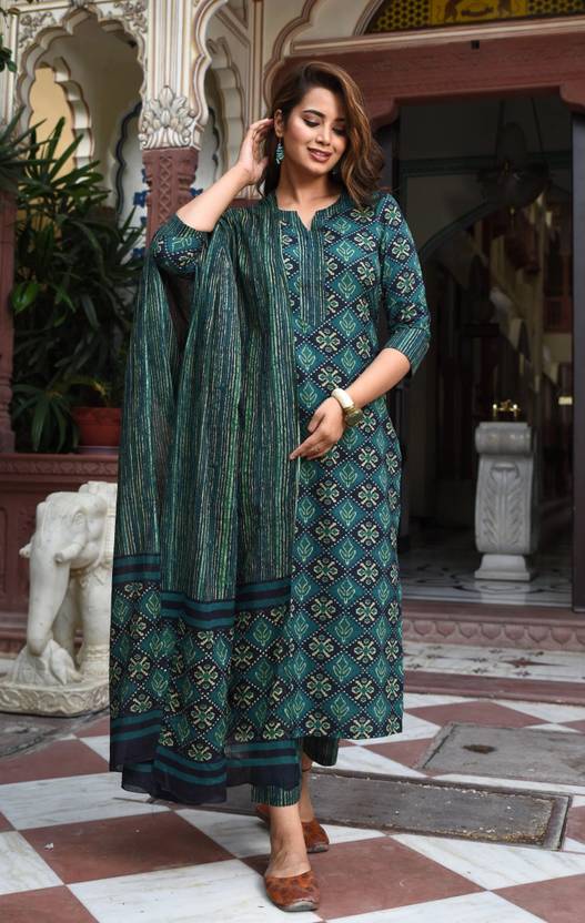 Women Cotton Blend Kurti Pant Set | Delivery: 10 to 12 business days | Limited stocks available