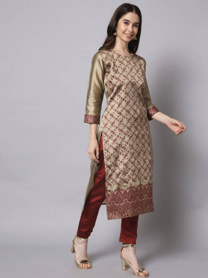 Women Cotton Silk Kurta Pant Set
