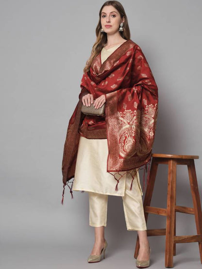 Women Cotton Silk Kurta Pant Dupatta Set