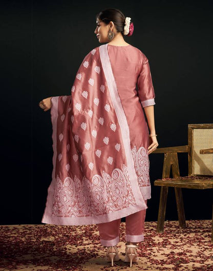 Women Silk Blend, Jacquard Kurta Pant Dupatta Set