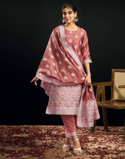 Women Silk Blend, Jacquard Kurta Pant Dupatta Set