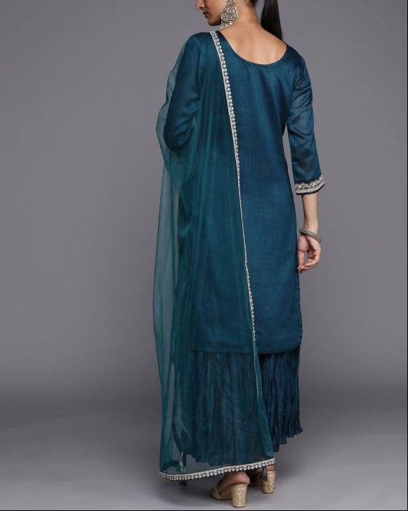 Women Silk Blend Kurta Sharara Set-KYAMSTORE