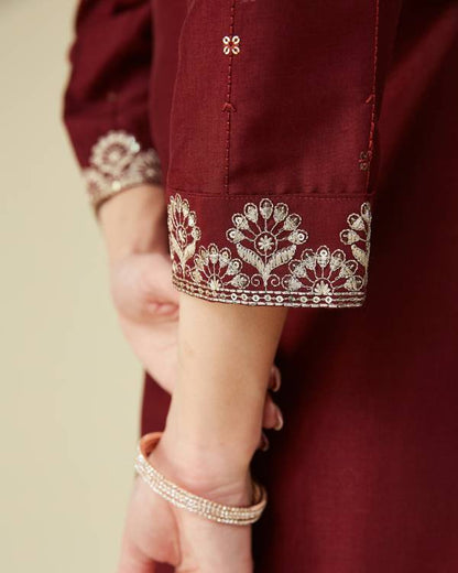 Women Muslin Kurta Pant Dupatta Set-KYAMSTORE