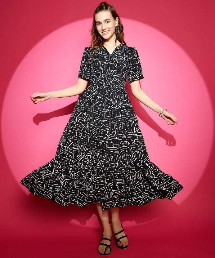Women Fit and Flare Dress-KYAMSTORE
