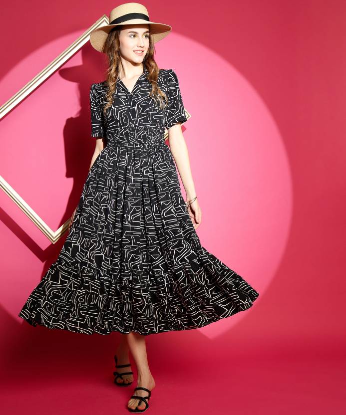 Women Fit and Flare Dress-KYAMSTORE