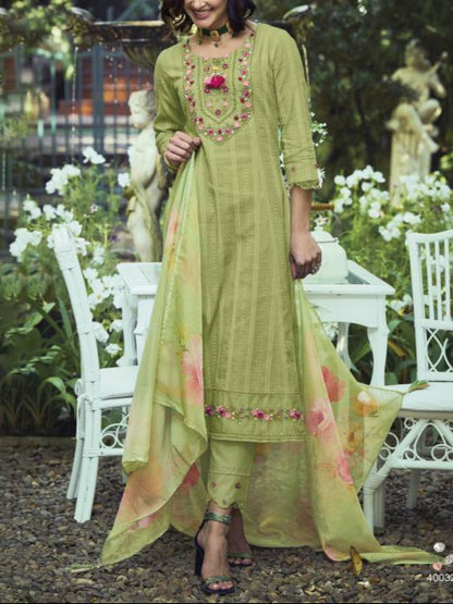 Women Pure Cotton Kurta Pant Dupatta Set-KYAMSTORE