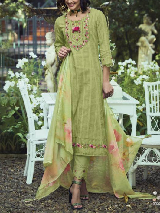 Women Pure Cotton Kurta Pant Dupatta Set-KYAMSTORE