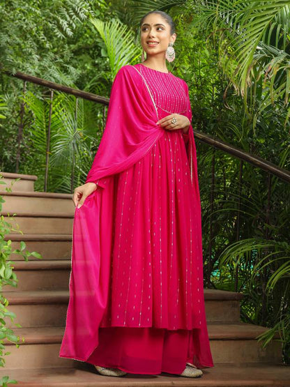 Women Georgette Kurta Palazzo Dupatta Set | Delivery: 10 to 12 business days | Limited stocks available