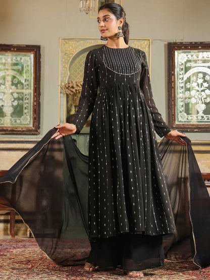 Women Georgette Kurta Palazzo Dupatta Set | Delivery: 10 to 12 business days | Limited stocks available