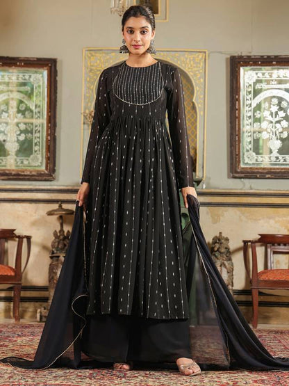 Women Georgette Kurta Palazzo Dupatta Set | Delivery: 10 to 12 business days | Limited stocks available