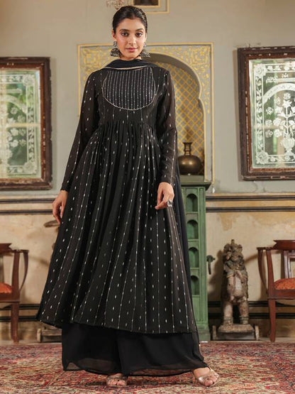 Women Georgette Kurta Palazzo Dupatta Set | Delivery: 10 to 12 business days | Limited stocks available