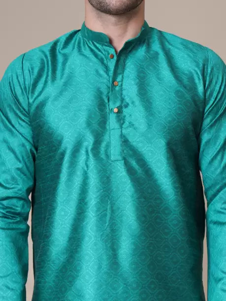 Men Solid Cotton Silk Straight Kurta (Color Variants)-KYAMSTORE