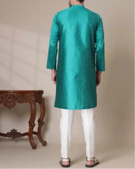 Men Solid Cotton Silk Straight Kurta (Color Variants)-KYAMSTORE
