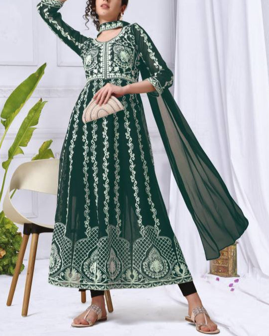 Women Georgette Kurta Dupatta Set-KYAMSTORE