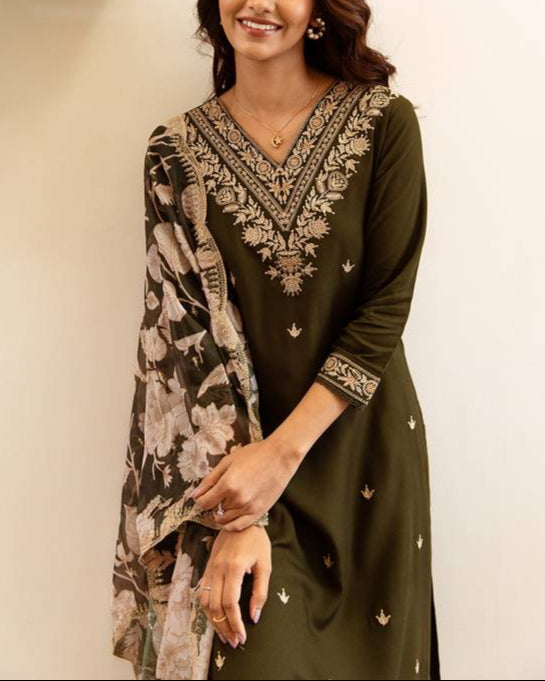 Women Viscose Rayon Kurta Salwar Dupatta Set-KYAMSTORE