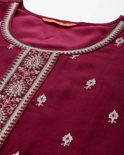 Women Silk Blend Kurta Pant Dupatta Set-KYAMSTORE
