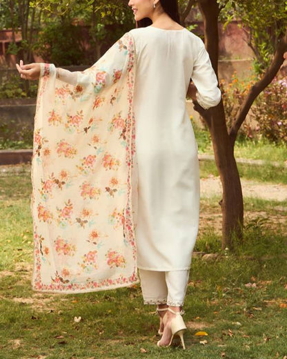Women Silk Blend Kurta Pant Dupatta Set-KYAMSTORE