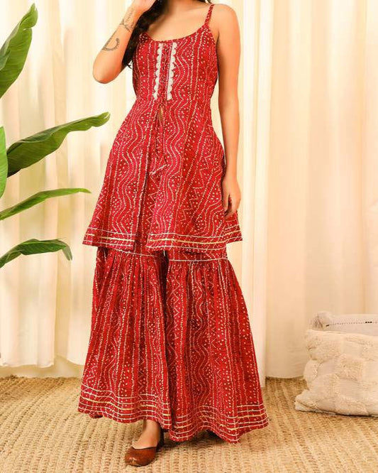 Women Pure Cotton Kurta Sharara Set-KYAMSTORE