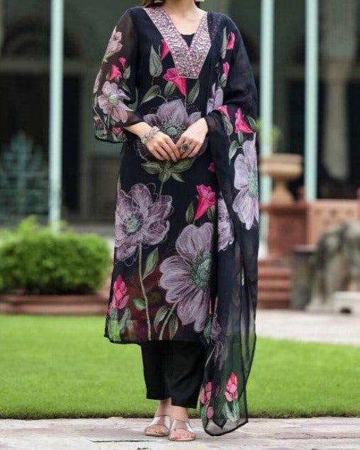 Self Design Kurta, Trouser / Pant & Dupatta Set-KYAMSTORE