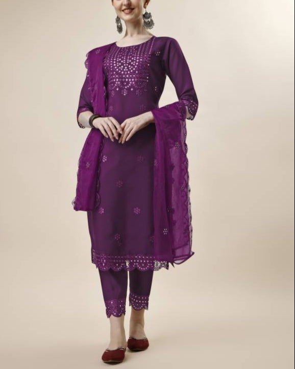 Women Viscose Rayon Kurta Pant Dupatta Set-KYAMSTORE