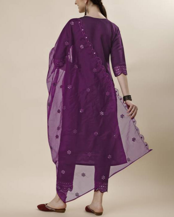 Women Viscose Rayon Kurta Pant Dupatta Set-KYAMSTORE