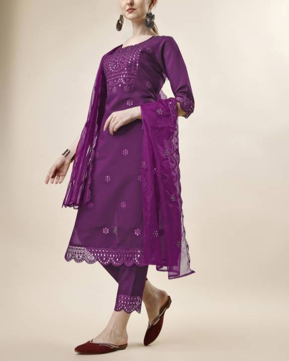 Women Viscose Rayon Kurta Pant Dupatta Set-KYAMSTORE