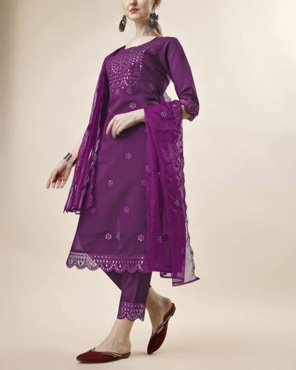 Women Viscose Rayon Kurta Pant Dupatta Set-KYAMSTORE