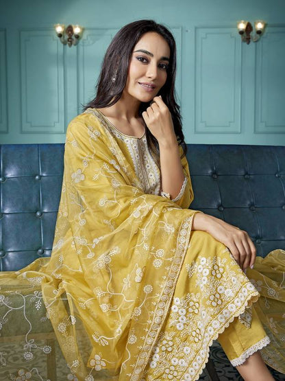 Women Chanderi Kurta Pant Dupatta Set | Delivery: 7 to 12 business days | Limited stocks available | Hurry before Sold Out