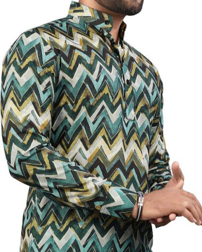 Men Printed Viscose Rayon Straight Kurta-KYAMSTORE