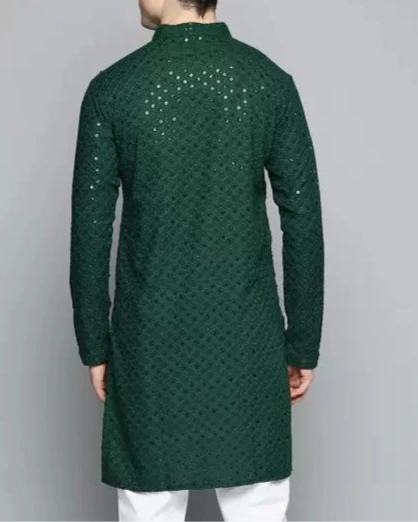 Men Chikan Embroidery Viscose Rayon Ethnic Dress (Color Variants)-KYAMSTORE
