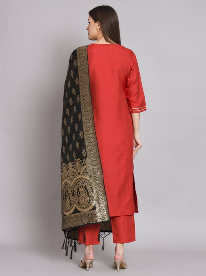Women Cotton Silk Kurta Pant Dupatta Set