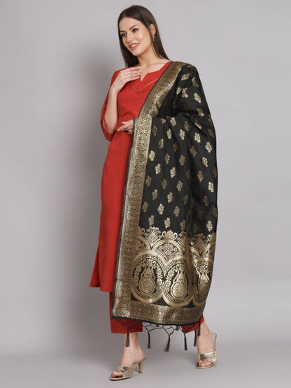 Women Cotton Silk Kurta Pant Dupatta Set