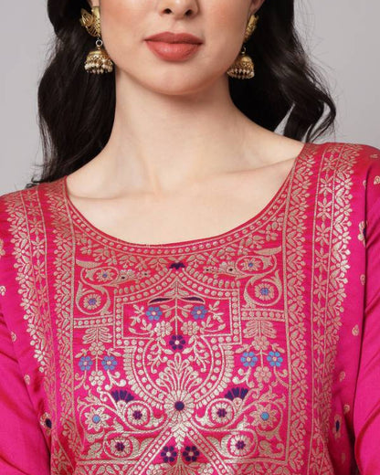 Women Cotton Silk Kurta Pant Dupatta Set-KYAMSTORE