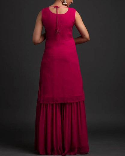 Women Georgette Kurti Sharara Set-KYAMSTORE