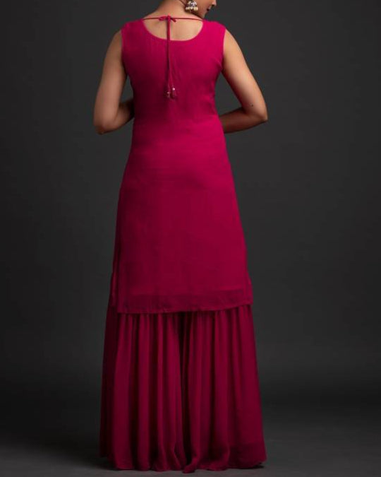 Women Georgette Kurti Sharara Set-KYAMSTORE