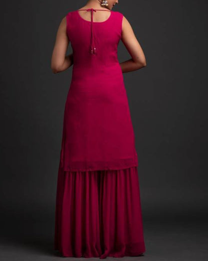 Women Georgette Kurti Sharara Set-KYAMSTORE