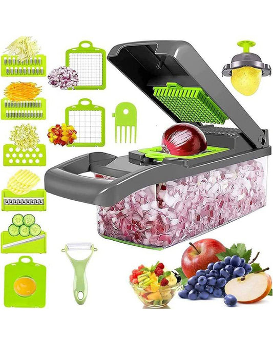 zishnav Multipurpose Chopper - Fruits & Vegetable Cutters Vegetable & Fruit Slicer  (14 IN 1 chopper)-KYAMSTORE