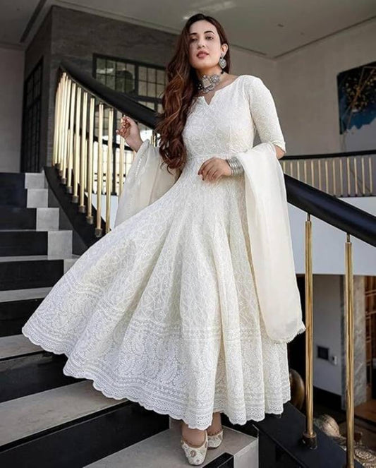 Printed Cotton Silk Stitched Anarkali Gown