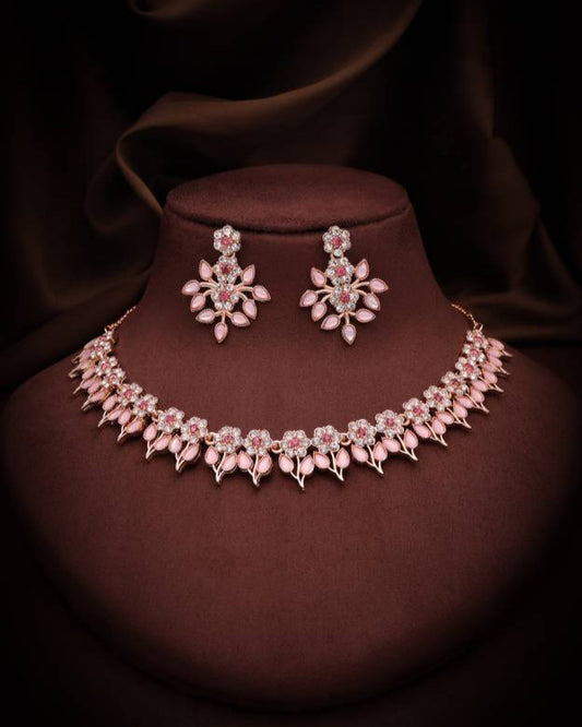Brass Gold-plated Rose Gold, Grey Jewel Set-KYAMSTORE