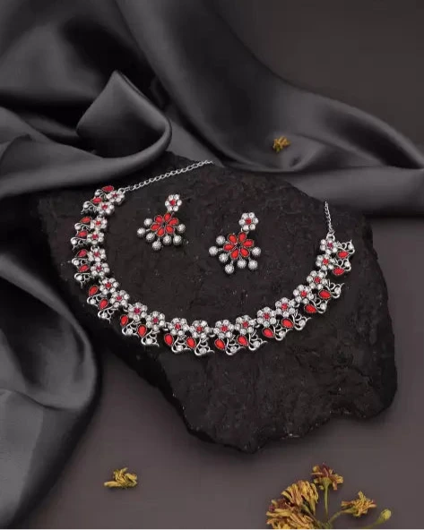 Brass Gold-plated Silver, Red Jewel Set-KYAMSTORE