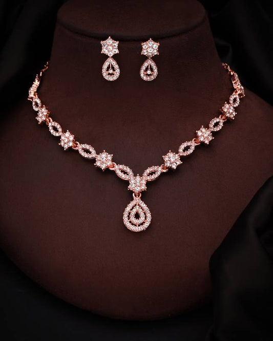Brass Gold-plated Rose Gold, White Jewel Set  (Pack of 1)-KYAMSTORE