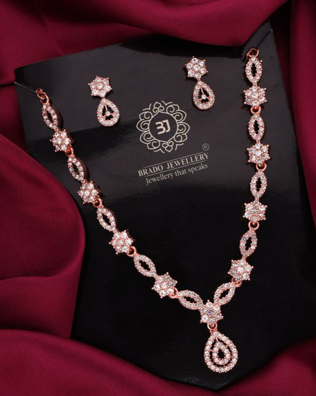 Brass Gold-plated Rose Gold, White Jewel Set  (Pack of 1)-KYAMSTORE