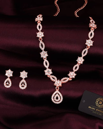 Brass Gold-plated Rose Gold, White Jewel Set  (Pack of 1)-KYAMSTORE