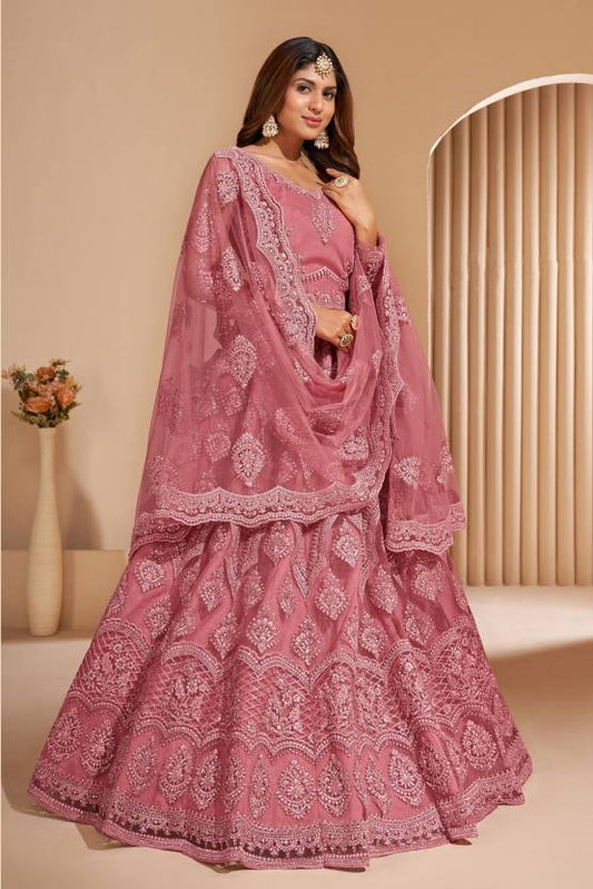 Embroidered Net Semi Stitched Flared/A-line Gown