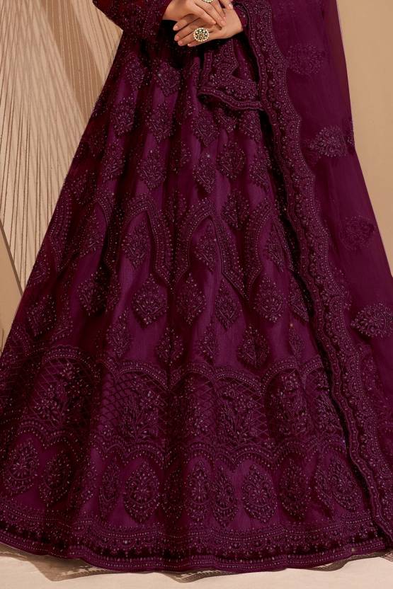 Embroidered Net Semi Stitched Flared/A-line Gown