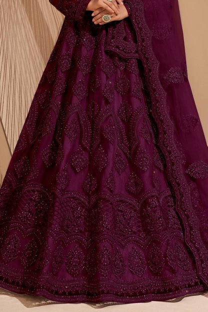 Embroidered Net Semi Stitched Flared/A-line Gown